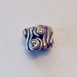 Pandora charm with multiple clear rhinestones